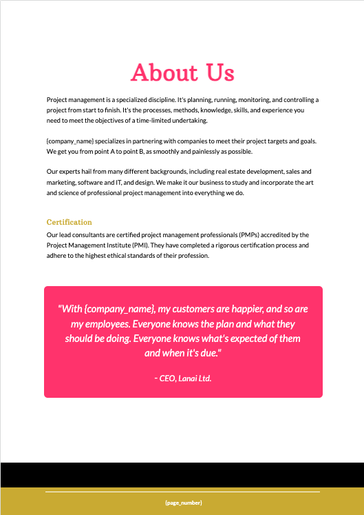 Project Management Proposal Template